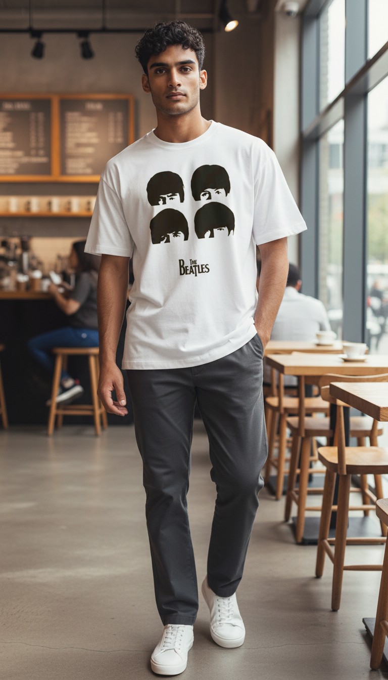 Camiseta The Beatles 'Fab Four' Silhouettes - Premium Minimal White - Ciervo Negro - Image 2