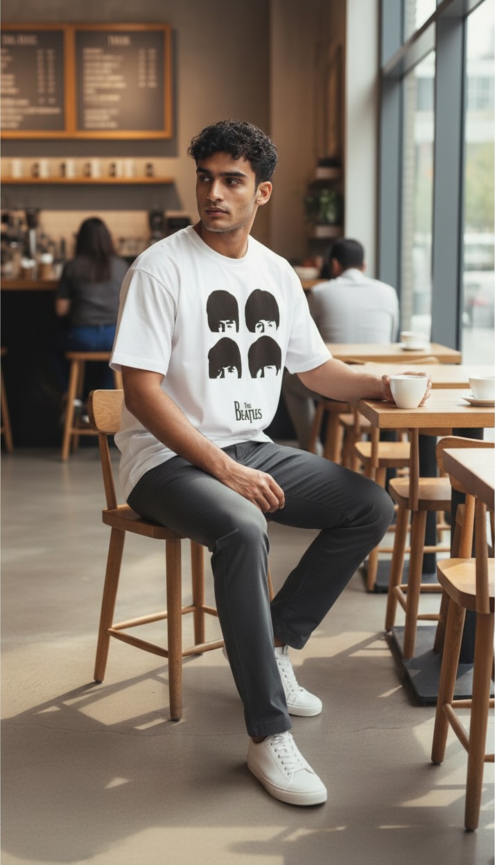 Camiseta The Beatles 'Fab Four' Silhouettes - Premium Minimal White - Ciervo Negro - Image 4