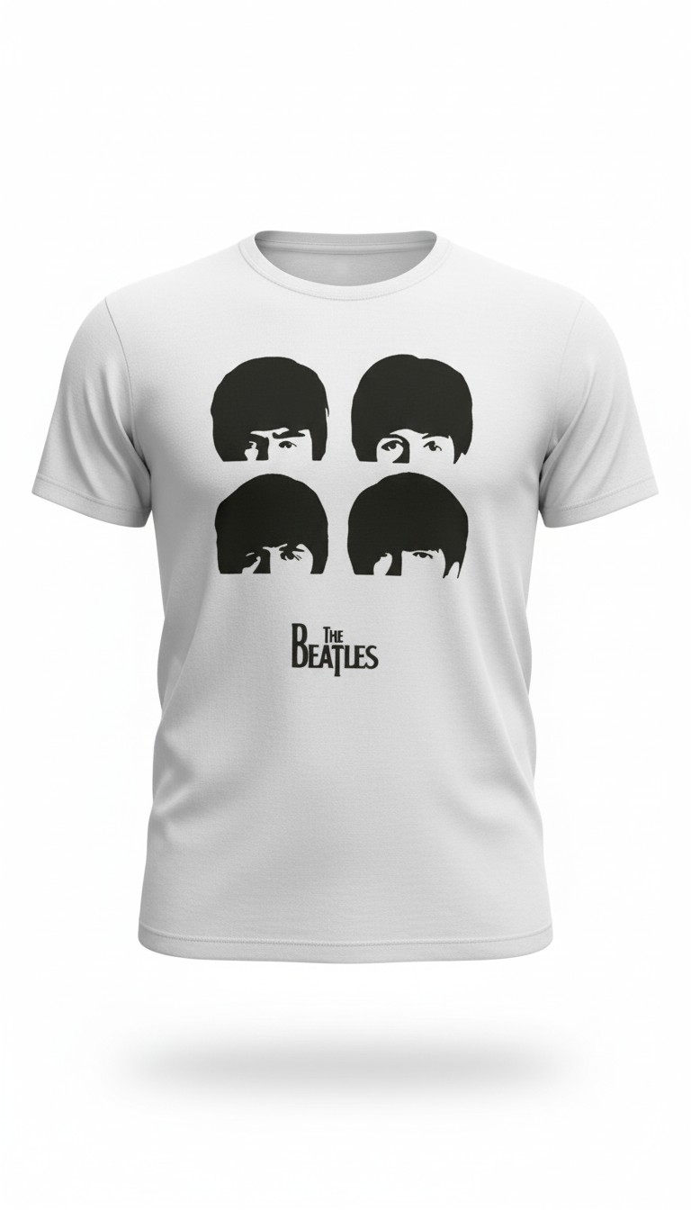 Camiseta The Beatles 'Fab Four' Silhouettes - Premium Minimal White - Ciervo Negro