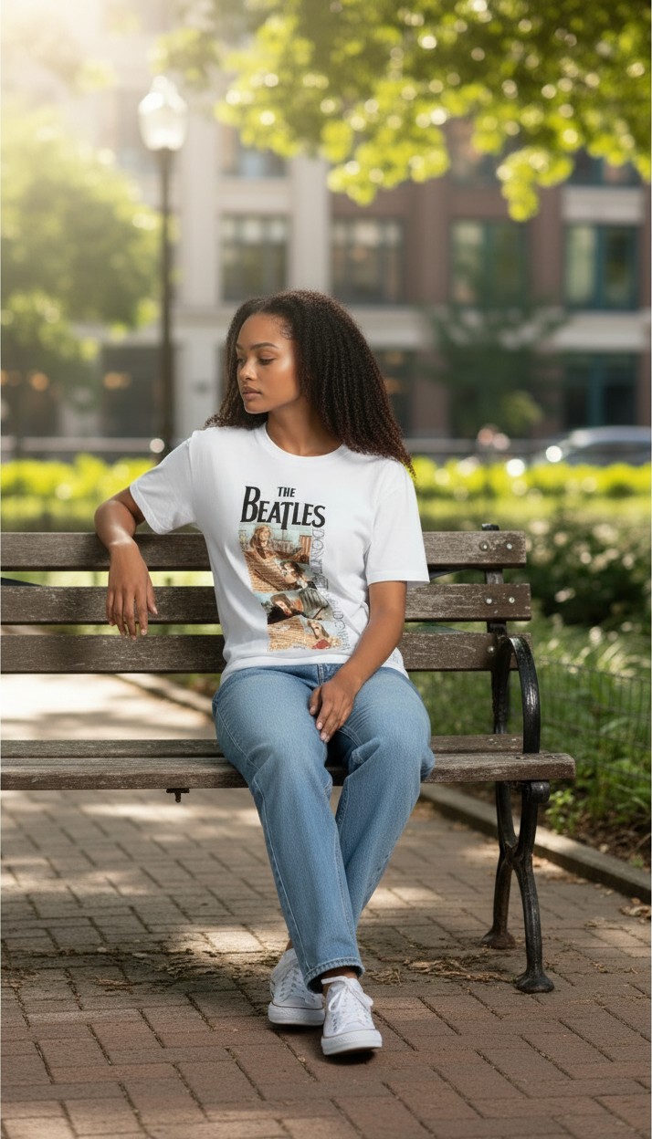 Camiseta The Beatles Don't Let Me Down Rooftop Edition - Premium Urban White - Ciervo Negro - Image 4