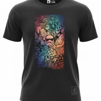 Camiseta 'Cosmic Vision' Psychedelic Art - Premium Deep Black - Ciervo Negro