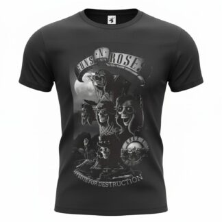 Camiseta Guns N' Roses 'Appetite 3D Realism' - Premium Midnight Black - Ciervo Negro