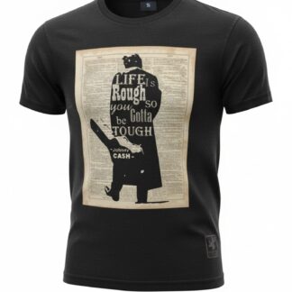 Camiseta Johnny Cash 'The Man in Black' - Vintage Newspaper Edition - Ciervo Negro
