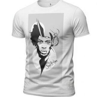 Camiseta Jimi Hendrix 'Voodoo Soul' - Premium Minimalist White - Ciervo Negro