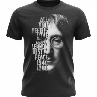 Camiseta John Lennon 'Dreamer' Typography - Premium Onyx Black - Ciervo Negro