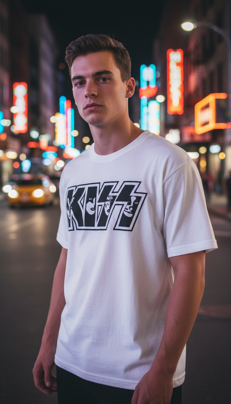 Camiseta KISS 'Classic Faces Logo' - Premium White Edition - Ciervo Negro - Image 2