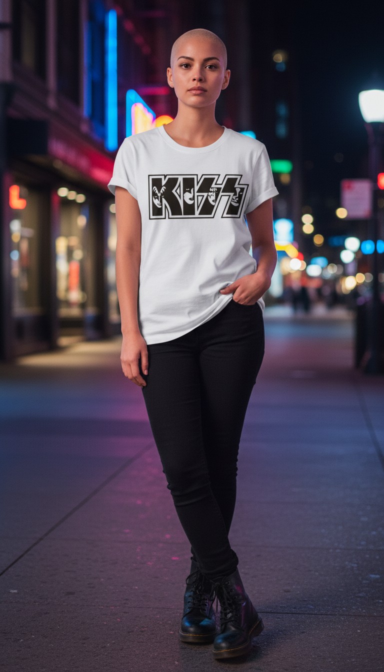 Camiseta KISS 'Classic Faces Logo' - Premium White Edition - Ciervo Negro - Image 3