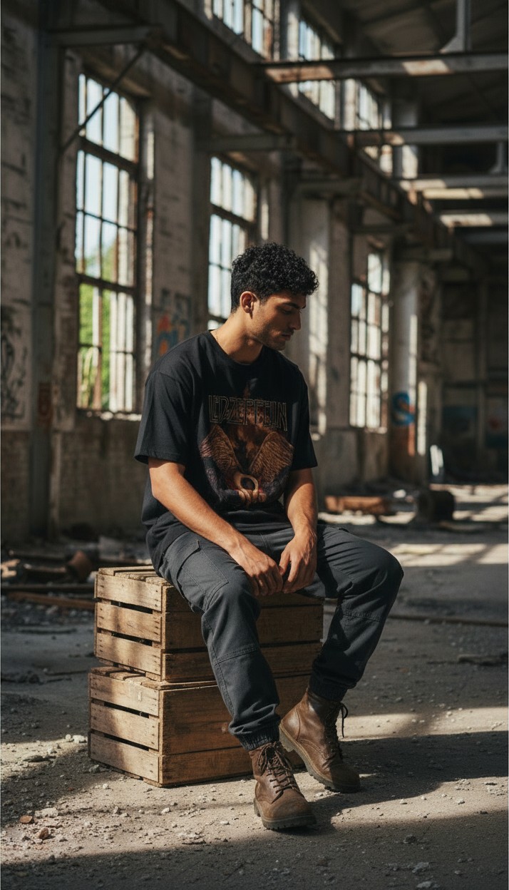 Camiseta Led Zeppelin 'Swan Song Icarus' - Premium Vintage Onyx - Ciervo Negro - Image 4