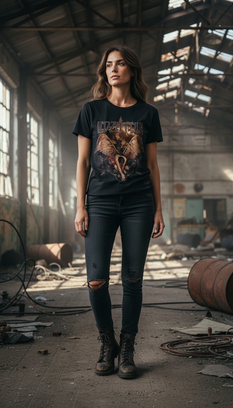 Camiseta Led Zeppelin 'Swan Song Icarus' - Premium Vintage Onyx - Ciervo Negro - Image 3