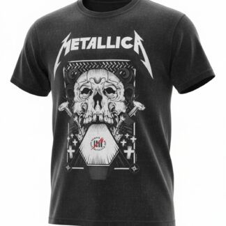 Camiseta Metallica 'Industrial Skull & Crosses' - Premium Onyx Black - Ciervo Negro