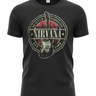 Camiseta Nirvana 'Seattle Est. 1988' - Premium Vintage Onyx - Ciervo Negro