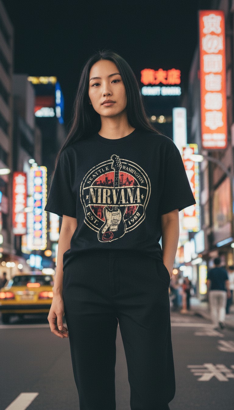 Camiseta Nirvana 'Seattle Est. 1988' - Premium Vintage Onyx - Ciervo Negro - Image 3