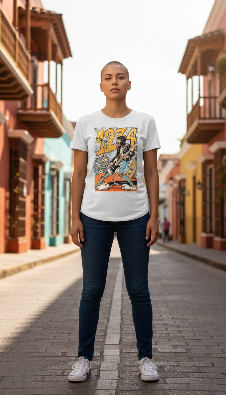 Camiseta Ramones '1-2-3-4 Punk Blast' - Premium White Edition - Ciervo Negro - Image 3