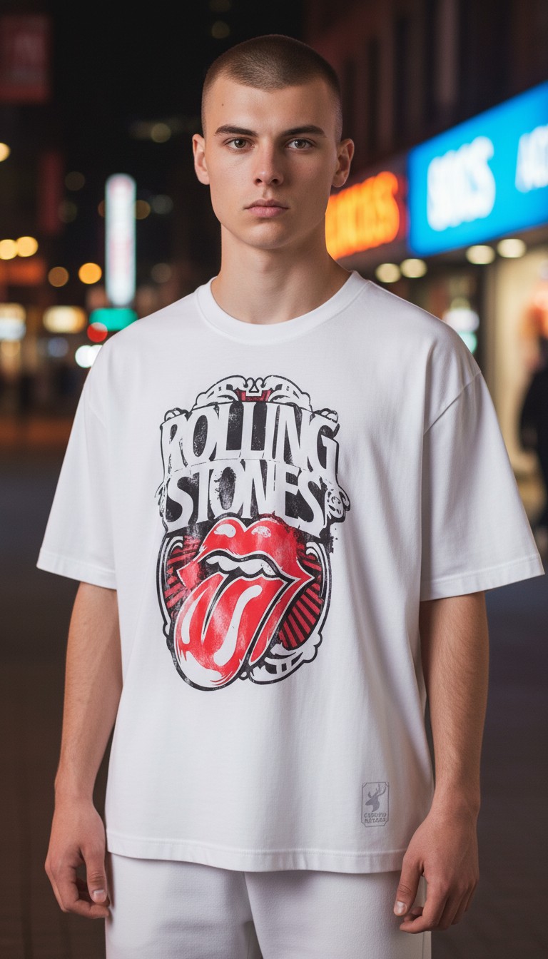 Camiseta Rolling Stones 'Vibrant Tongue Art' - Premium White Edition - Ciervo Negro - Image 2