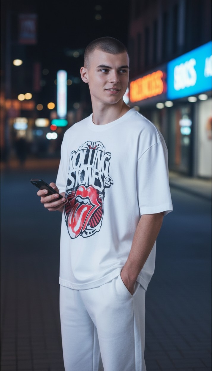 Camiseta Rolling Stones 'Vibrant Tongue Art' - Premium White Edition - Ciervo Negro - Image 4