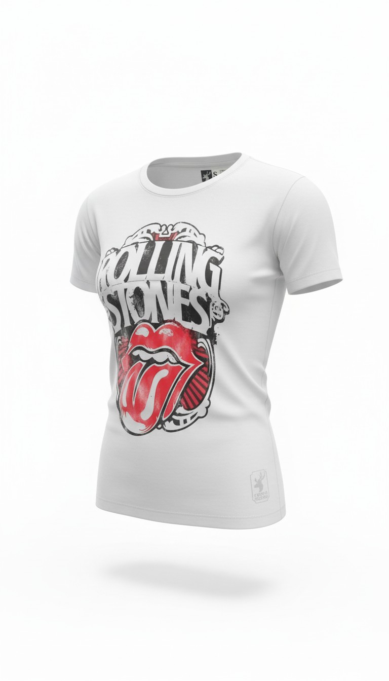 Camiseta Rolling Stones 'Vibrant Tongue Art' - Premium White Edition - Ciervo Negro