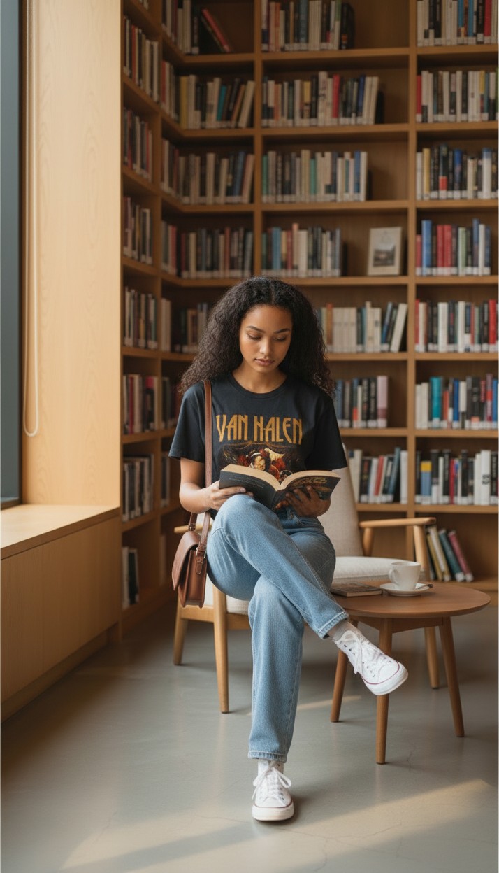 Camiseta Van Halen 'Vintage Tattoo Art' - Premium Onyx Black - Ciervo Negro - Image 5